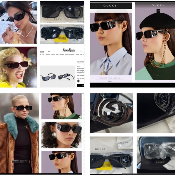 GUCCI’S RECTANGLE FRAMES WITH BOLD “GG” ON SHINY FRAMES SEEN ON SHAY MITCHELL